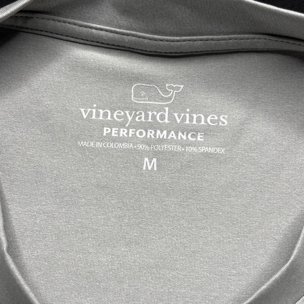 Vineyard Vines Performance Mens Medium Gray White Spell Out Logo Pullover Fish